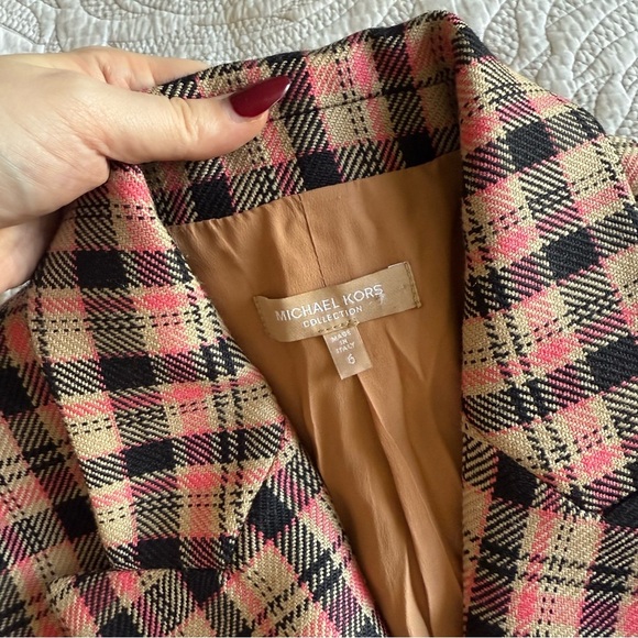 Michael Kors Collection - Plaid Wool Blazer - Rosewood - Picture 8 of 16